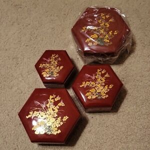Vintage Hexagon Nesting Trinket Boxes